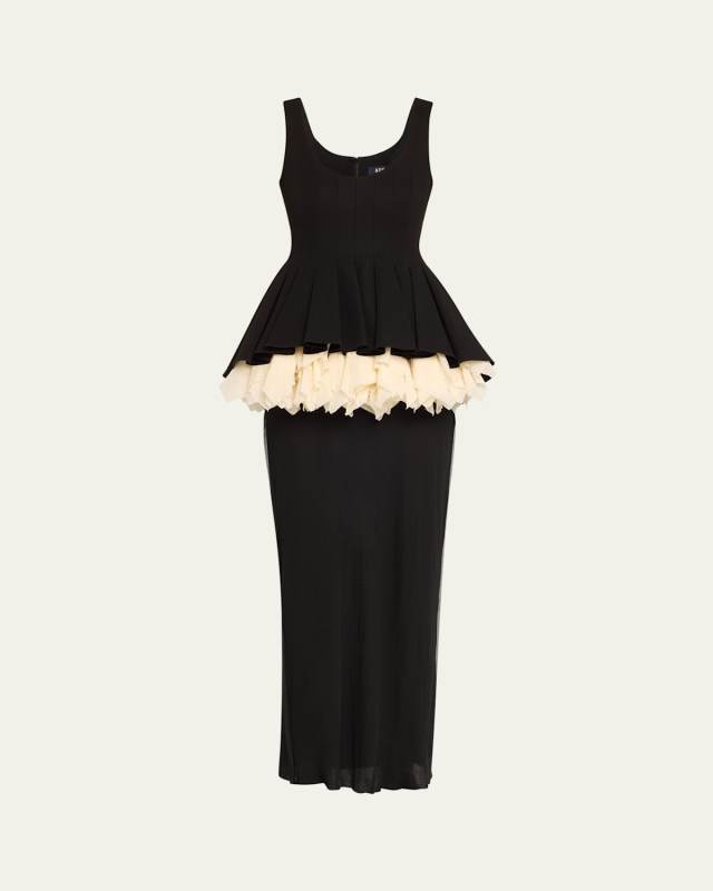 Leon Flower Peplum Long Dress